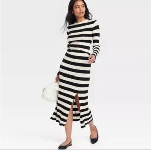 Striped Black and White Sweater Skirt Set